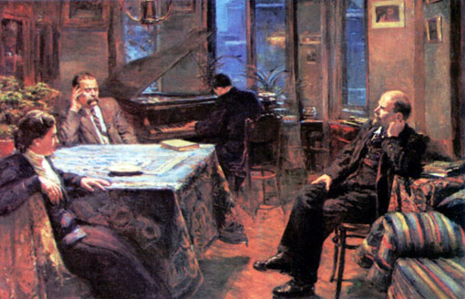 Ленин в гостях у Горького 20 октября 1920 года слушает «Аппасионату». Художник Д.Налбандян.