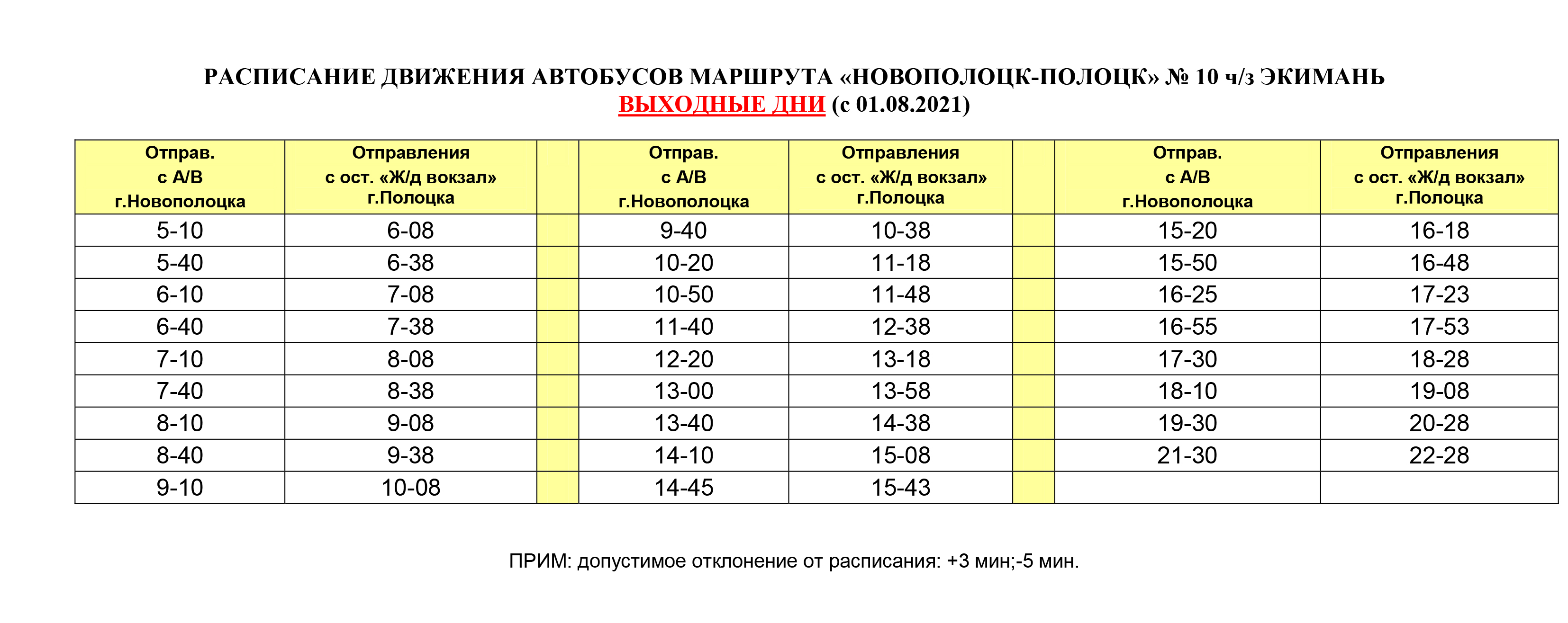 Движение автобусов номер 5