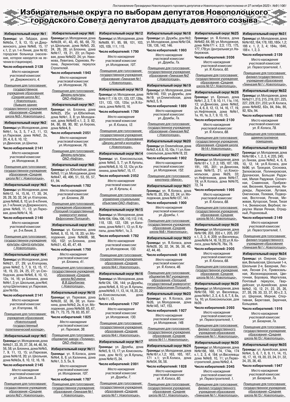 выборы 2024 избирательные округа Новополоцк