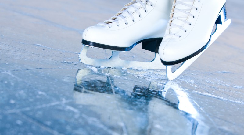 Tilted blue version, ice skates with reflection